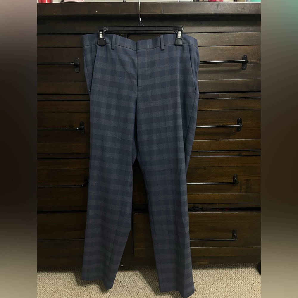 Men’s Express Plaid Blue Dress Pants